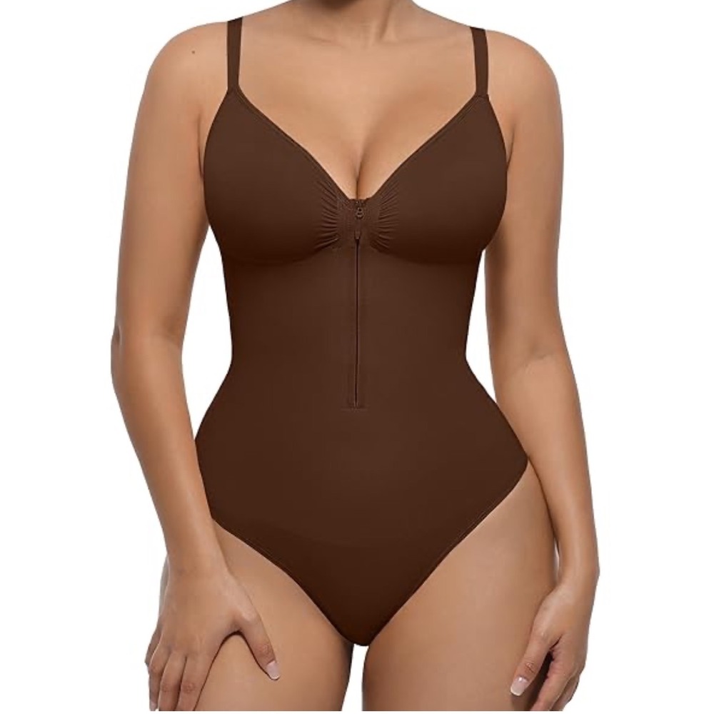 FeelinGirl Brown Seamless Tummy Control Shapewear Bodysuit‎ XL NEW